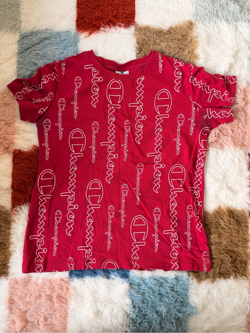 Champion Women's Red Logo Short-Sleeve Tee